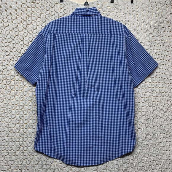 Brooks Brothers Men's M Blue Check Short Sleeve Button Down Non Iron All Cotton - Picture 3 of 7